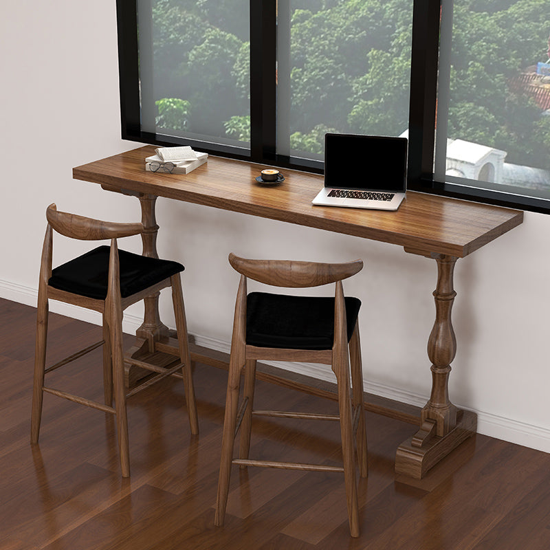 Brown 1/2/3 Pieces Pub Dining Set Solid Wood Table and Stool Set Clearhalo 'Bar Furniture' 'furn' 'furn_home_bar_bar_sets' 'Furniture' 'Home Bars & Bar Sets' 'home_bar_bar_sets' 'Kitchen & Dining Furniture' 6636386
