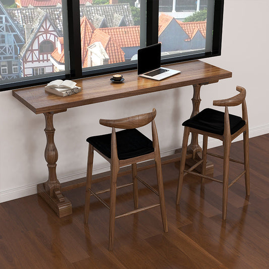 Marrone 1/2/3 pezzi Pub Set da pranzo tavolo in legno massiccio e sgabelli