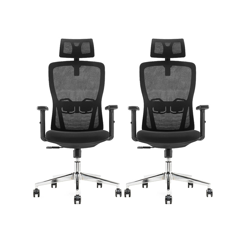 Moderne zwarte bureaustoel vaste armen verstelbare stoelhoogte bureau stoel met wielen