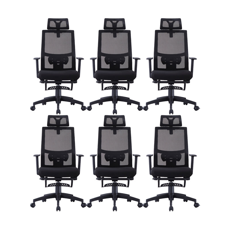 Modern Office Chair Fixed Arms Adjustable Seat Height Desk Chair with Wheels 6 Piece Set Clearhalo 'furn' 'furn_office_chair' 'Furniture' 'Office Chairs' 'Office Furniture' 'office_chair' 6636508