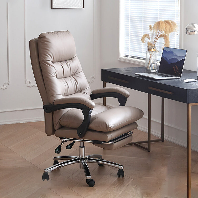 Modern Leather Desk Chair Adjustable Seat Height Padded Arms Office Chair with Wheels Clearhalo 'furn' 'furn_office_chair' 'Furniture' 'Office Chairs' 'Office Furniture' 'office_chair' 6636589