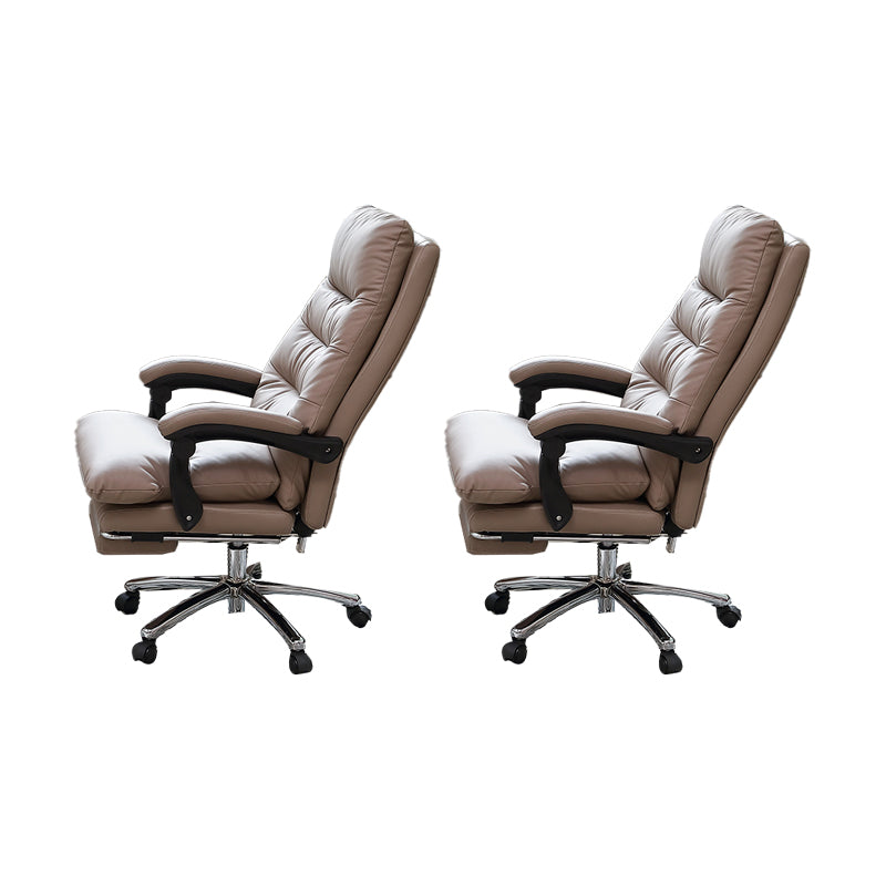 Modern Leather Desk Chair Adjustable Seat Height Padded Arms Office Chair with Wheels Light Coffee 2 Piece Set Clearhalo 'furn' 'furn_office_chair' 'Furniture' 'Office Chairs' 'Office Furniture' 'office_chair' 6636591