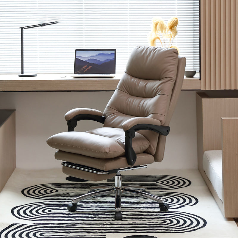 Modern Leather Desk Chair Adjustable Seat Height Padded Arms Office Chair with Wheels Clearhalo 'furn' 'furn_office_chair' 'Furniture' 'Office Chairs' 'Office Furniture' 'office_chair' 6636592