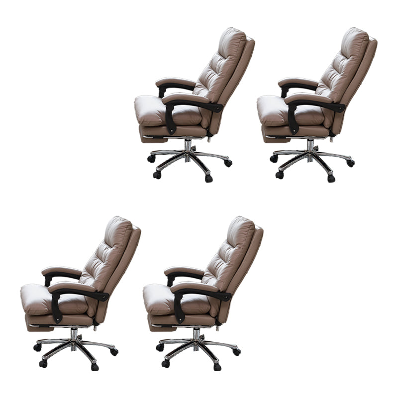 Modern Leather Desk Chair Adjustable Seat Height Padded Arms Office Chair with Wheels Light Coffee 4 Piece Set Clearhalo 'furn' 'furn_office_chair' 'Furniture' 'Office Chairs' 'Office Furniture' 'office_chair' 6636594