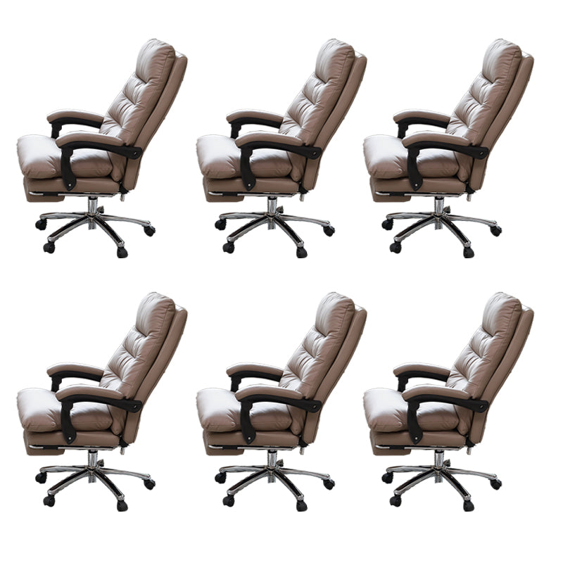 Modern Leather Desk Chair Adjustable Seat Height Padded Arms Office Chair with Wheels Light Coffee 6 Piece Set Clearhalo 'furn' 'furn_office_chair' 'Furniture' 'Office Chairs' 'Office Furniture' 'office_chair' 6636596