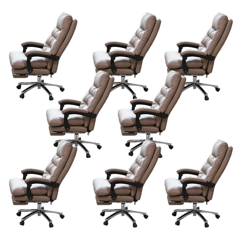 Modern Leather Desk Chair Adjustable Seat Height Padded Arms Office Chair with Wheels Light Coffee 8 Piece Set Clearhalo 'furn' 'furn_office_chair' 'Furniture' 'Office Chairs' 'Office Furniture' 'office_chair' 6636598