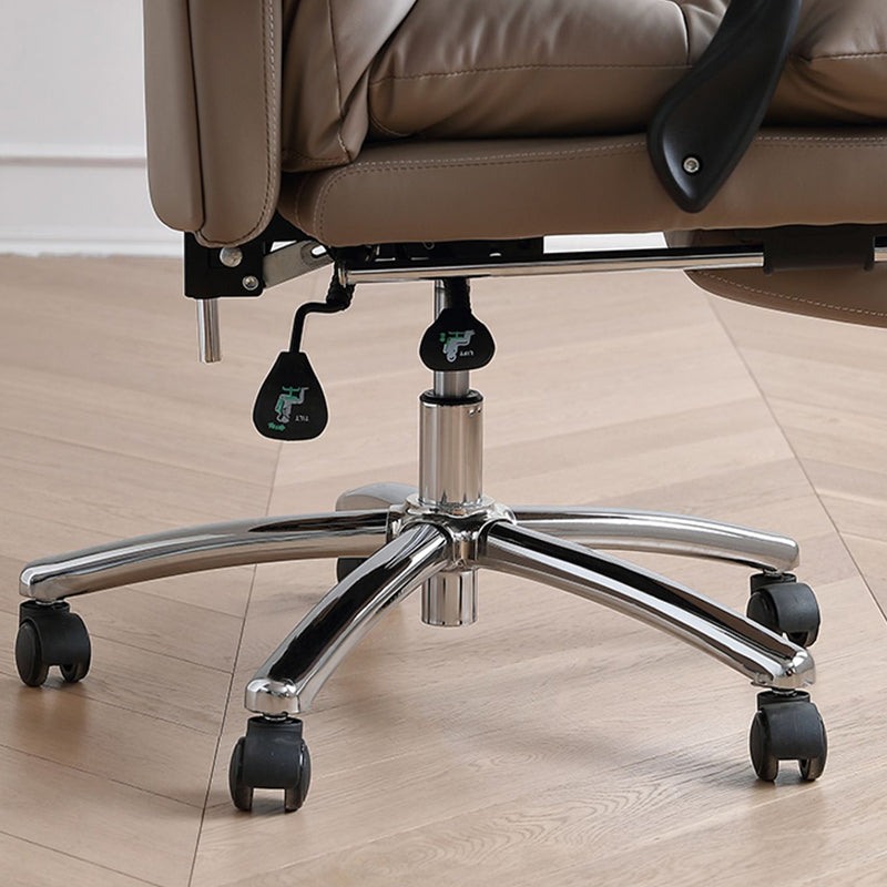 Modern Leather Desk Chair Adjustable Seat Height Padded Arms Office Chair with Wheels Clearhalo 'furn' 'furn_office_chair' 'Furniture' 'Office Chairs' 'Office Furniture' 'office_chair' 6636604
