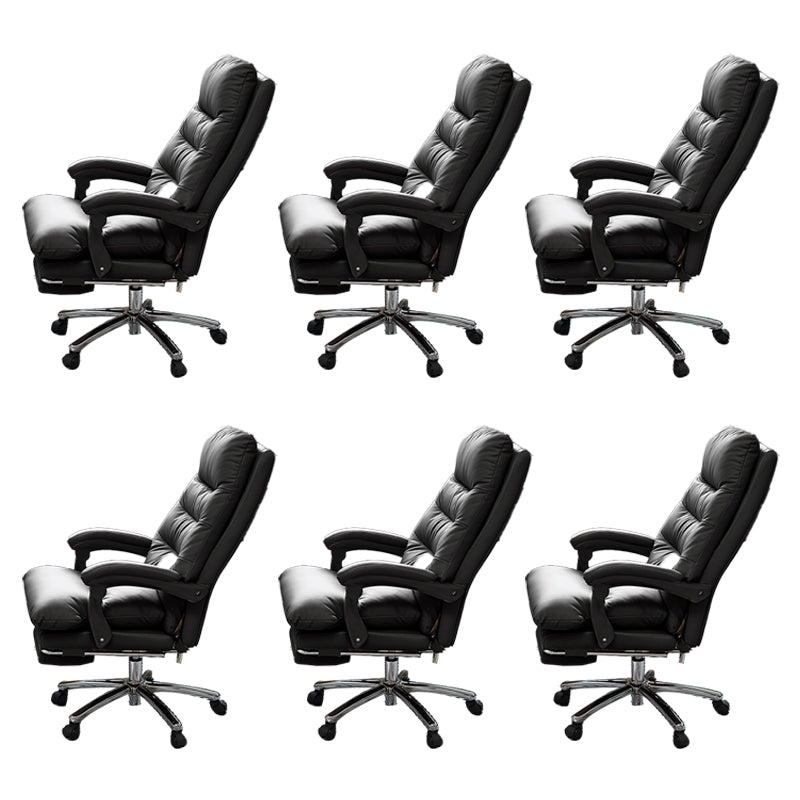 Modern Leather Desk Chair Adjustable Seat Height Padded Arms Office Chair with Wheels Black 6 Piece Set Clearhalo 'furn' 'furn_office_chair' 'Furniture' 'Office Chairs' 'Office Furniture' 'office_chair' 6636605