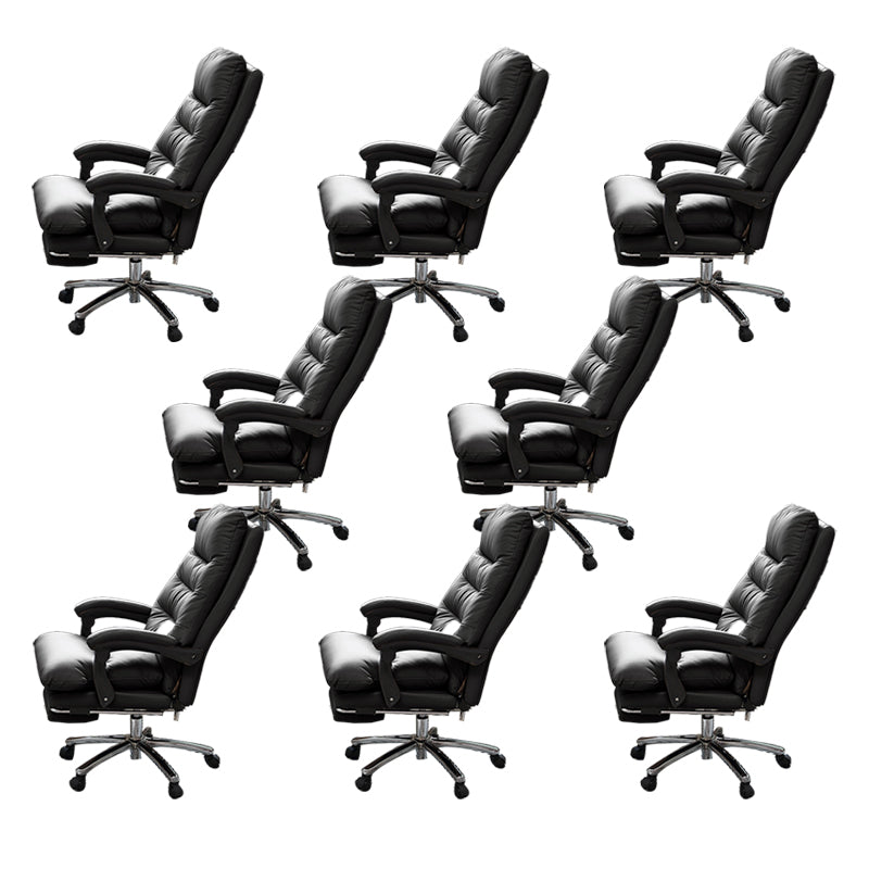 Modern Leather Desk Chair Adjustable Seat Height Padded Arms Office Chair with Wheels Black 8 Piece Set Clearhalo 'furn' 'furn_office_chair' 'Furniture' 'Office Chairs' 'Office Furniture' 'office_chair' 6636607