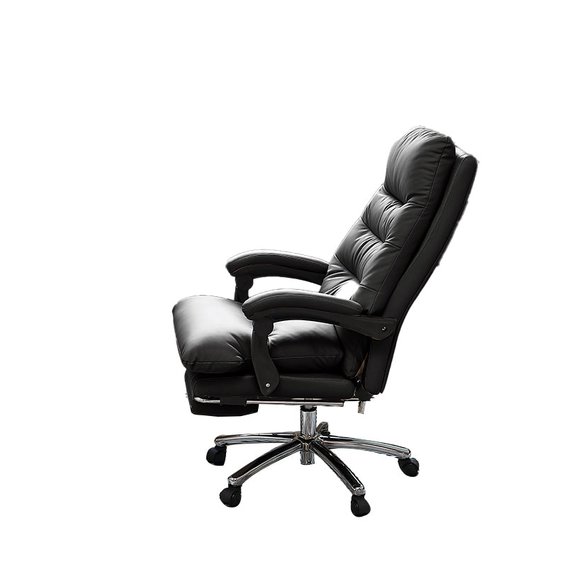 Modern Leather Desk Chair Adjustable Seat Height Padded Arms Office Chair with Wheels Clearhalo 'furn' 'furn_office_chair' 'Furniture' 'Office Chairs' 'Office Furniture' 'office_chair' 6636608