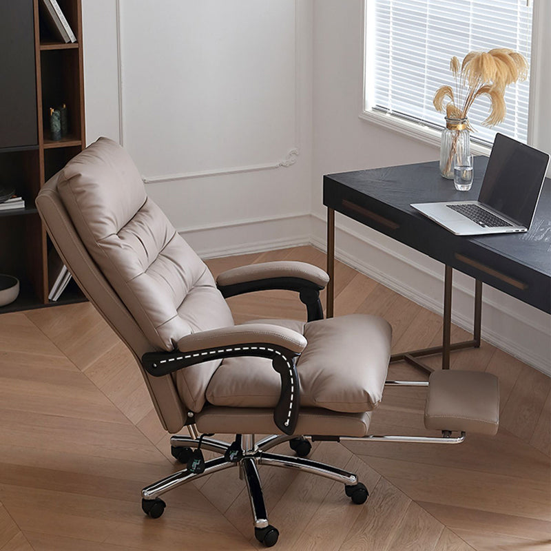 Modern Leather Desk Chair Adjustable Seat Height Padded Arms Office Chair with Wheels Clearhalo 'furn' 'furn_office_chair' 'Furniture' 'Office Chairs' 'Office Furniture' 'office_chair' 6636610