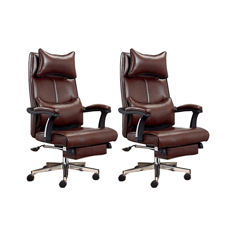 Modern Office Chair Padded Arms Adjustable Seat Height Desk Chair with Wheels Brown 2 Piece Set Clearhalo 'furn' 'furn_office_chair' 'Furniture' 'Office Chairs' 'Office Furniture' 'office_chair' 6636647