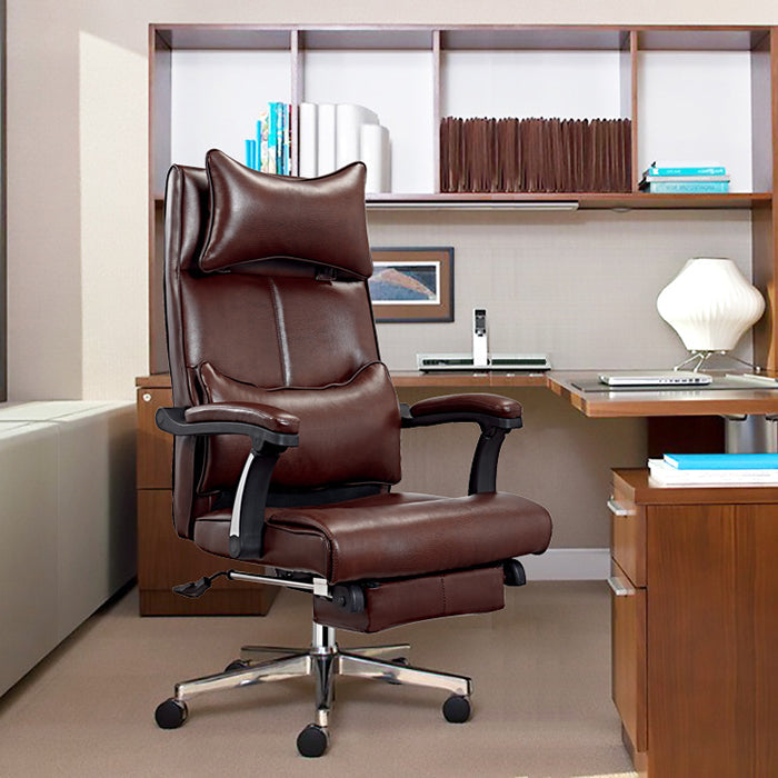 Modern Office Chair Padded Arms Adjustable Seat Height Desk Chair with Wheels Brown 1 Piece Clearhalo 'furn' 'furn_office_chair' 'Furniture' 'Office Chairs' 'Office Furniture' 'office_chair' 6636649
