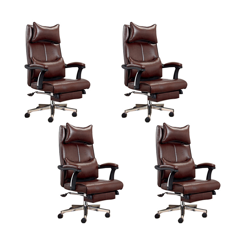 Modern Office Chair Padded Arms Adjustable Seat Height Desk Chair with Wheels Brown 4 Piece Set Clearhalo 'furn' 'furn_office_chair' 'Furniture' 'Office Chairs' 'Office Furniture' 'office_chair' 6636650