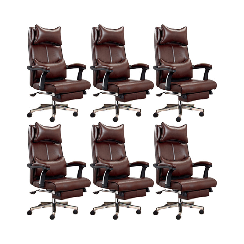 Modern Office Chair Padded Arms Adjustable Seat Height Desk Chair with Wheels Brown 6 Piece Set Clearhalo 'furn' 'furn_office_chair' 'Furniture' 'Office Chairs' 'Office Furniture' 'office_chair' 6636652