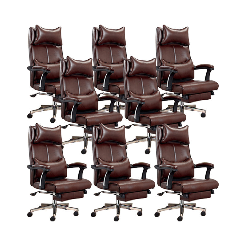 Modern Office Chair Padded Arms Adjustable Seat Height Desk Chair with Wheels Brown 8 Piece Set Clearhalo 'furn' 'furn_office_chair' 'Furniture' 'Office Chairs' 'Office Furniture' 'office_chair' 6636654