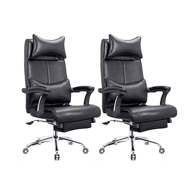 Modern Office Chair Padded Arms Adjustable Seat Height Desk Chair with Wheels Black 2 Piece Set Clearhalo 'furn' 'furn_office_chair' 'Furniture' 'Office Chairs' 'Office Furniture' 'office_chair' 6636656