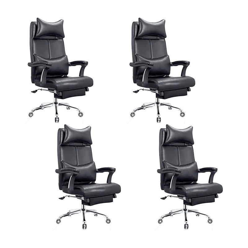 Modern Office Chair Padded Arms Adjustable Seat Height Desk Chair with Wheels Black 4 Piece Set Clearhalo 'furn' 'furn_office_chair' 'Furniture' 'Office Chairs' 'Office Furniture' 'office_chair' 6636658