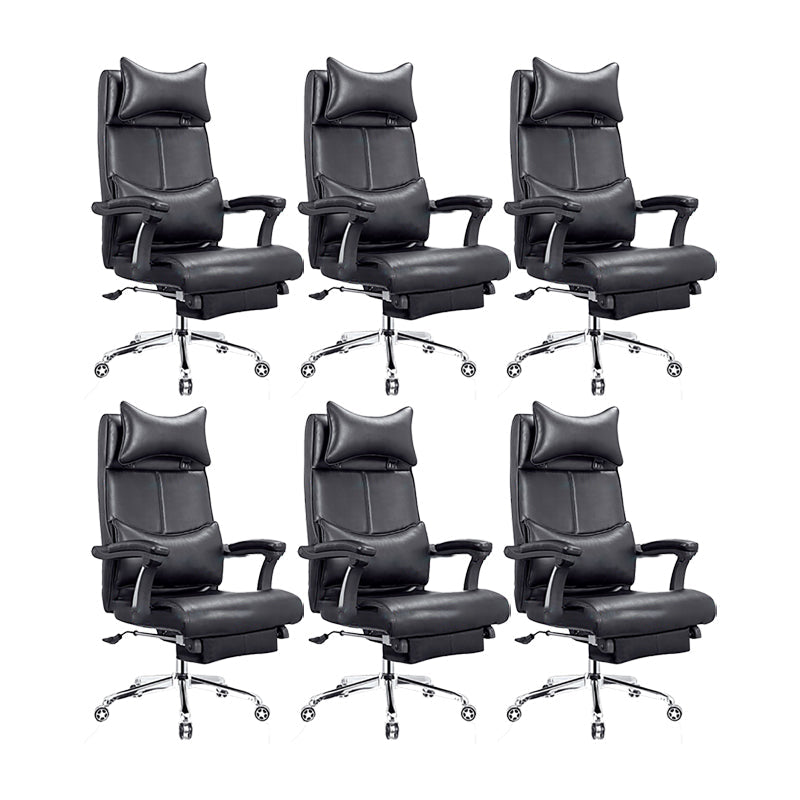 Modern Office Chair Padded Arms Adjustable Seat Height Desk Chair with Wheels Black 6 Piece Set Clearhalo 'furn' 'furn_office_chair' 'Furniture' 'Office Chairs' 'Office Furniture' 'office_chair' 6636660