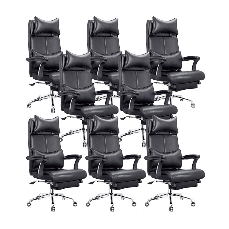 Modern Office Chair Padded Arms Adjustable Seat Height Desk Chair with Wheels Black 8 Piece Set Clearhalo 'furn' 'furn_office_chair' 'Furniture' 'Office Chairs' 'Office Furniture' 'office_chair' 6636662