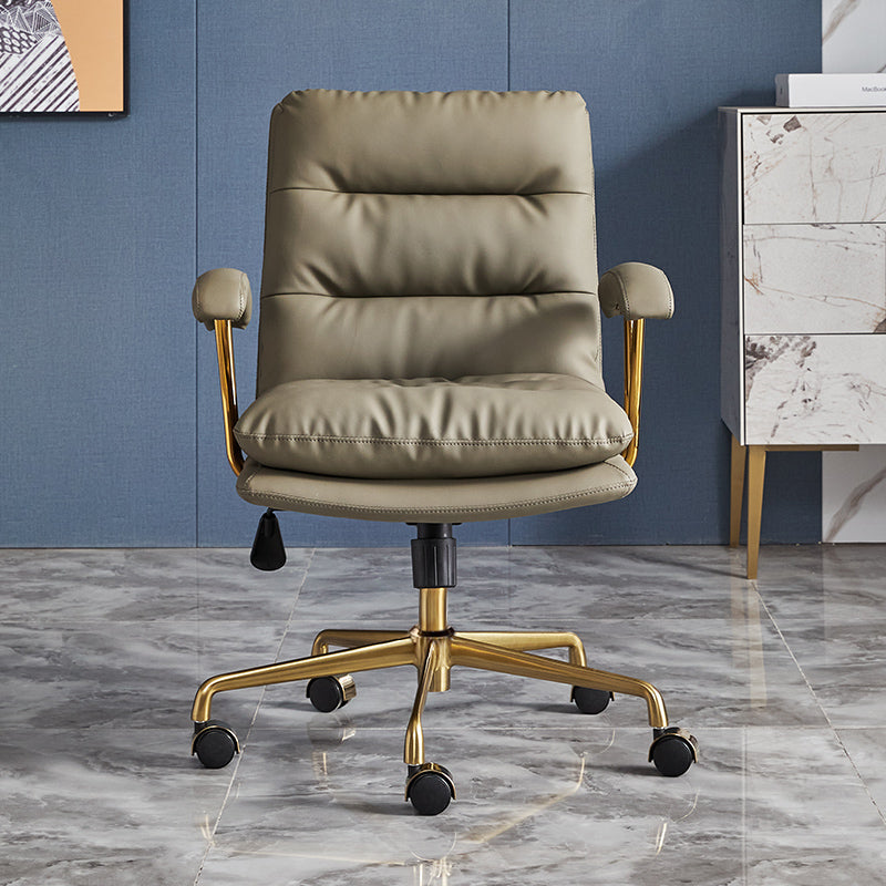 Modern Chair Adjustable Seat Height Padded Arms Desk Chair with Wheels Green 1 Piece Clearhalo 'furn' 'furn_office_chair' 'Furniture' 'Office Chairs' 'Office Furniture' 'office_chair' 6636711