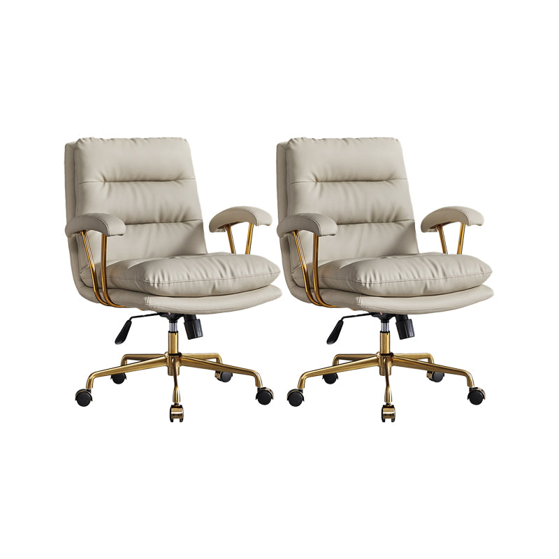 Modern Chair Adjustable Seat Height Padded Arms Desk Chair with Wheels Grey 2 Piece Set Clearhalo 'furn' 'furn_office_chair' 'Furniture' 'Office Chairs' 'Office Furniture' 'office_chair' 6636712