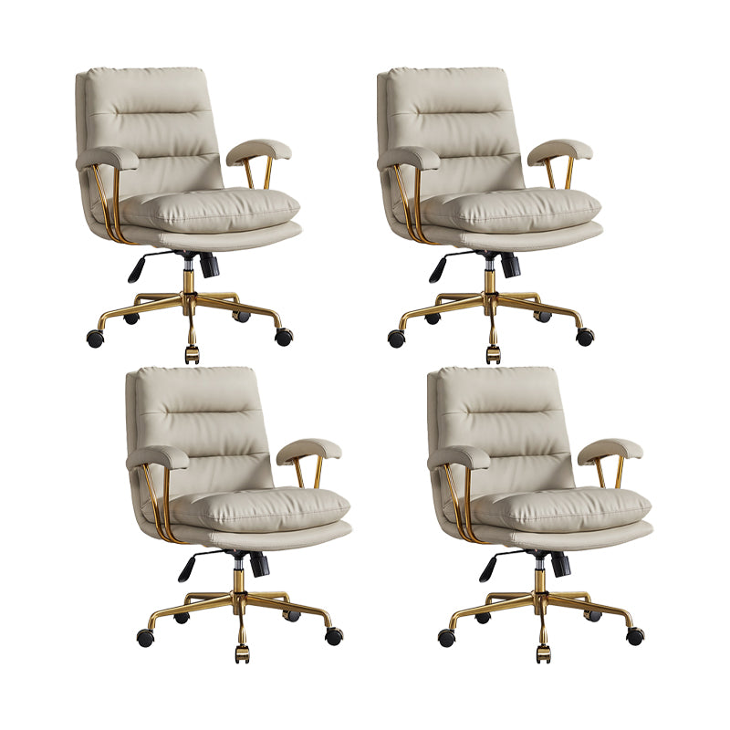 Modern Chair Adjustable Seat Height Padded Arms Desk Chair with Wheels Grey 4 Piece Set Clearhalo 'furn' 'furn_office_chair' 'Furniture' 'Office Chairs' 'Office Furniture' 'office_chair' 6636715