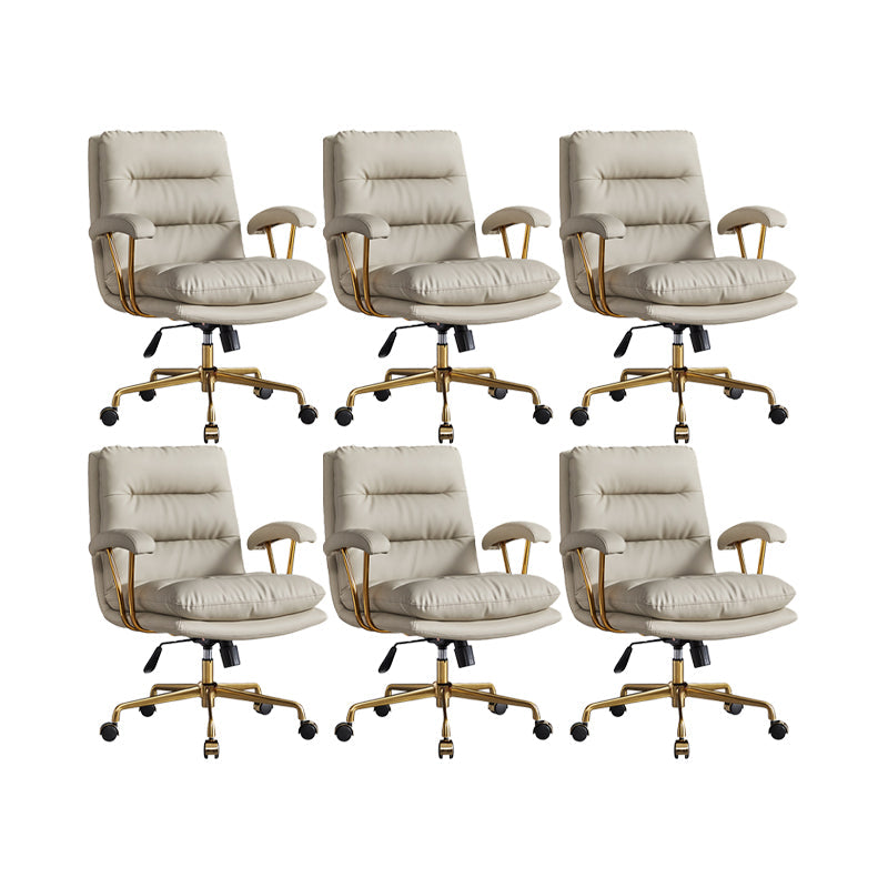 Modern Chair Adjustable Seat Height Padded Arms Desk Chair with Wheels Grey 6 Piece Set Clearhalo 'furn' 'furn_office_chair' 'Furniture' 'Office Chairs' 'Office Furniture' 'office_chair' 6636716