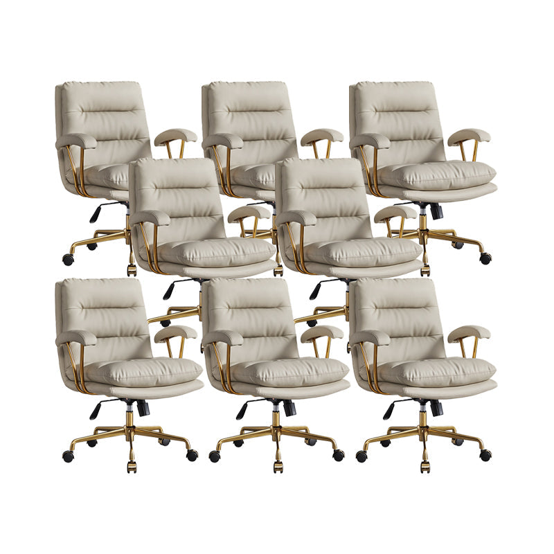 Modern Chair Adjustable Seat Height Padded Arms Desk Chair with Wheels Grey 8 Piece Set Clearhalo 'furn' 'furn_office_chair' 'Furniture' 'Office Chairs' 'Office Furniture' 'office_chair' 6636719