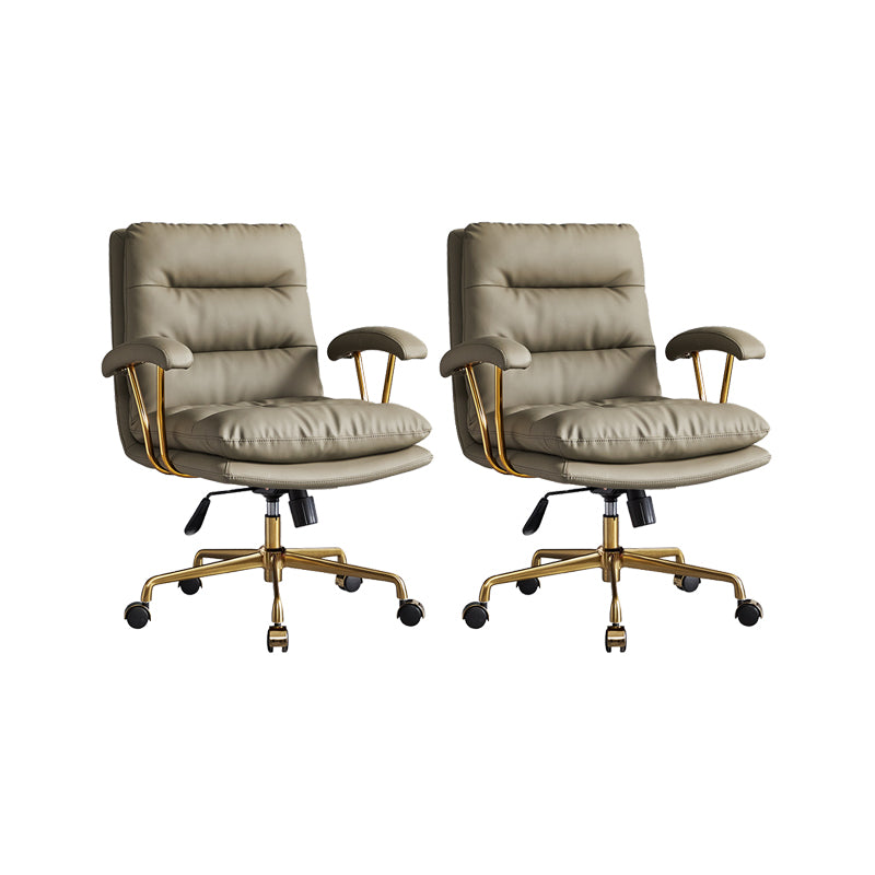 Modern Chair Adjustable Seat Height Padded Arms Desk Chair with Wheels Green 2 Piece Set Clearhalo 'furn' 'furn_office_chair' 'Furniture' 'Office Chairs' 'Office Furniture' 'office_chair' 6636721