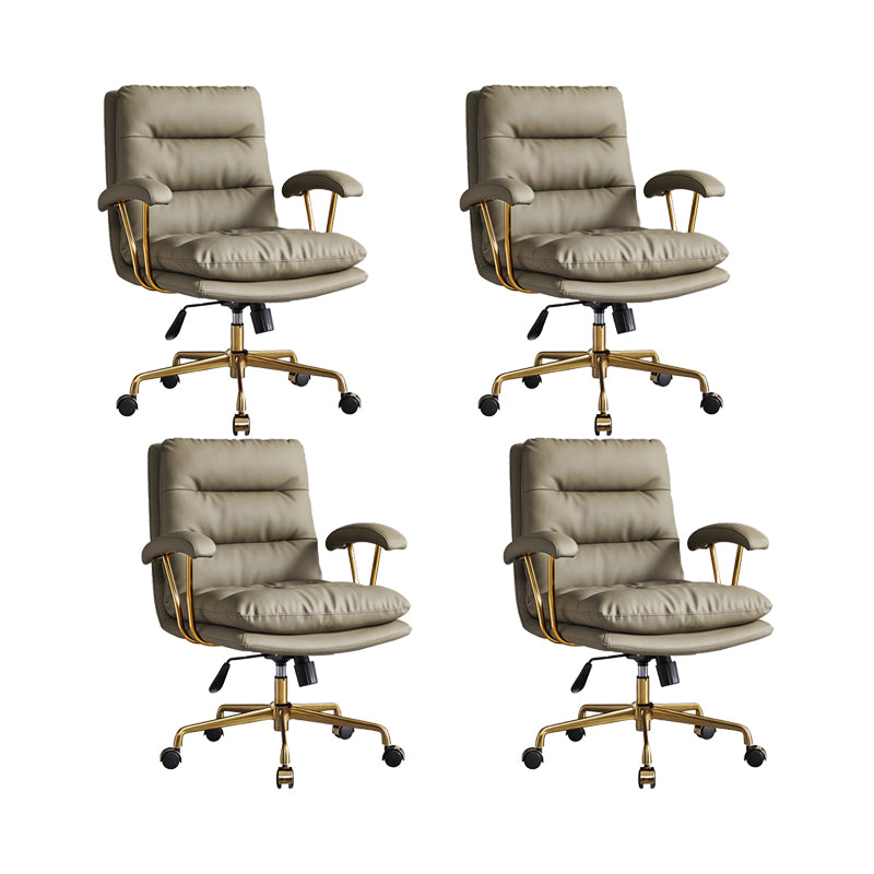 Modern Chair Adjustable Seat Height Padded Arms Desk Chair with Wheels Green 4 Piece Set Clearhalo 'furn' 'furn_office_chair' 'Furniture' 'Office Chairs' 'Office Furniture' 'office_chair' 6636724