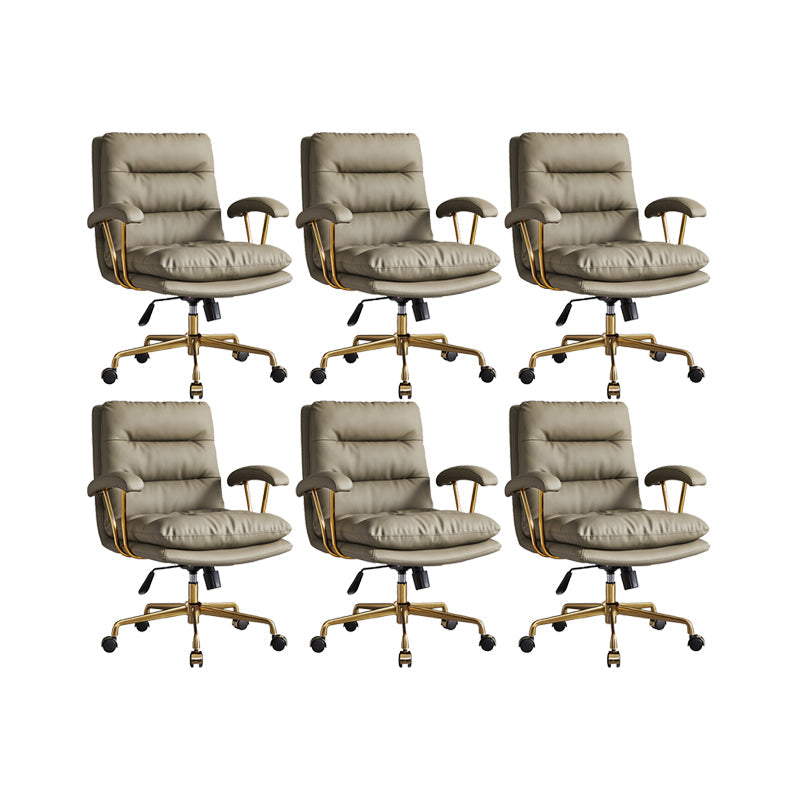 Modern Chair Adjustable Seat Height Padded Arms Desk Chair with Wheels Green 6 Piece Set Clearhalo 'furn' 'furn_office_chair' 'Furniture' 'Office Chairs' 'Office Furniture' 'office_chair' 6636726