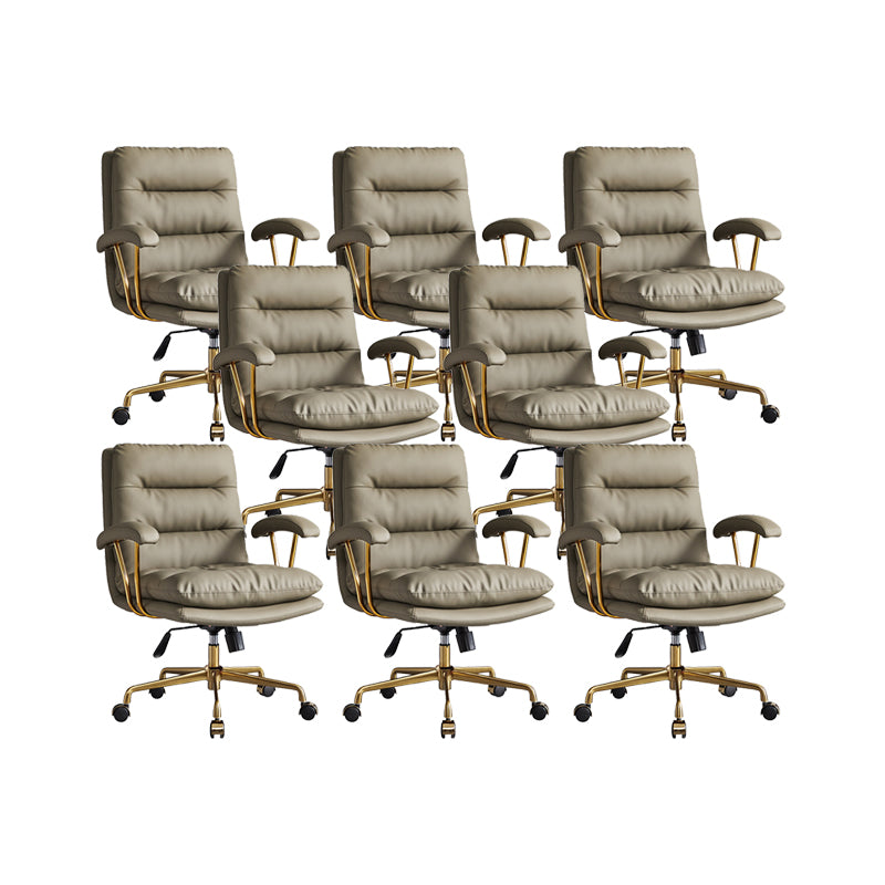 Modern Chair Adjustable Seat Height Padded Arms Desk Chair with Wheels Green 8 Piece Set Clearhalo 'furn' 'furn_office_chair' 'Furniture' 'Office Chairs' 'Office Furniture' 'office_chair' 6636727