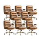 Modern Chair Adjustable Seat Height Padded Arms Desk Chair with Wheels Brown 8 Piece Set Clearhalo 'furn' 'furn_office_chair' 'Furniture' 'Office Chairs' 'Office Furniture' 'office_chair' 6636732