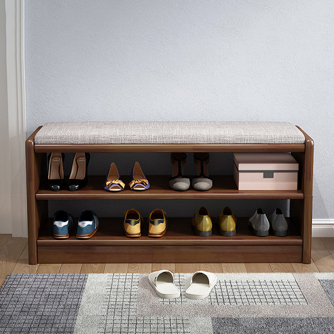 Mid-Century Modern Seating Bench Rubberwood Shoe Storage Rectangle Entryway Bench Clearhalo 'Benches' 'Chairs & Seating' 'furn' 'furn_benches' 'Furniture' 'Living Room Furniture' 6636934
