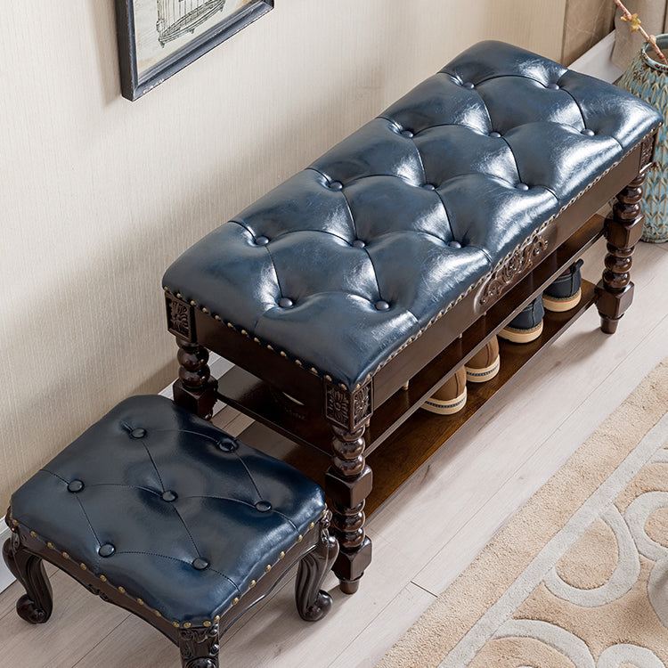 Rubber Wood Seating Bench Cushioned Rectangle Shoe Storage Entryway Bench Clearhalo 'Benches' 'Chairs & Seating' 'furn' 'furn_benches' 'Furniture' 'Living Room Furniture' 6636938