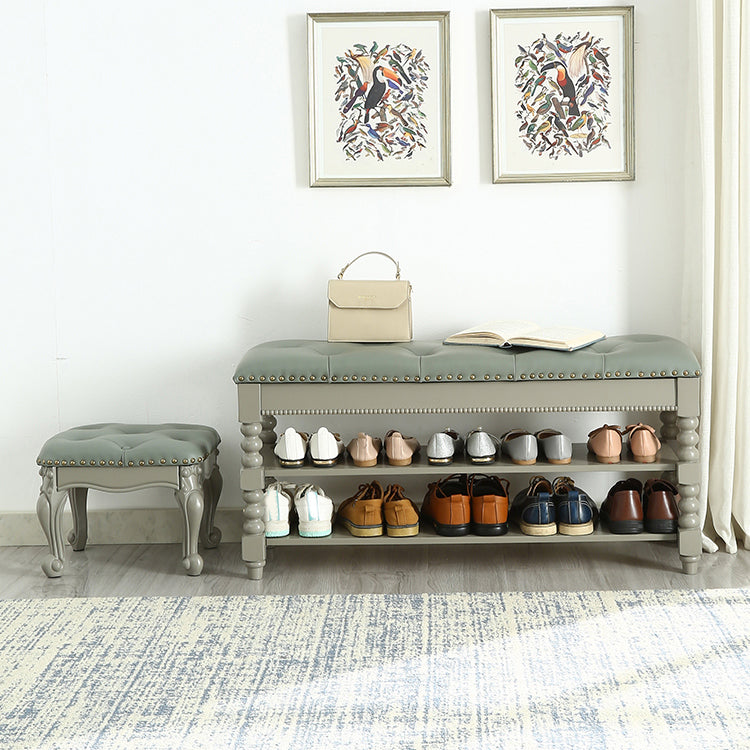Rubber Wood Seating Bench Cushioned Rectangle Shoe Storage Entryway Bench Clearhalo 'Benches' 'Chairs & Seating' 'furn' 'furn_benches' 'Furniture' 'Living Room Furniture' 6636939
