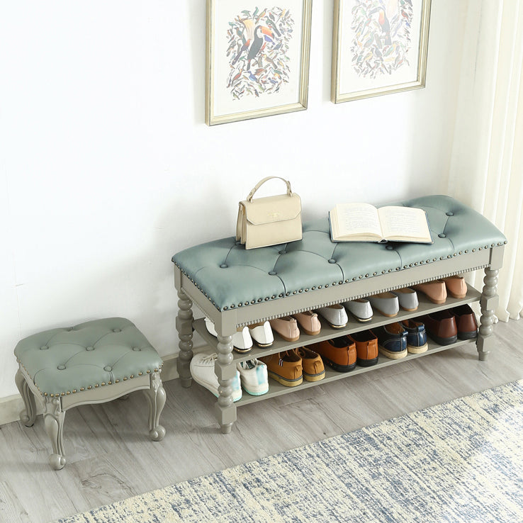 Rubber Wood Seating Bench Cushioned Rectangle Shoe Storage Entryway Bench Clearhalo 'Benches' 'Chairs & Seating' 'furn' 'furn_benches' 'Furniture' 'Living Room Furniture' 6636940