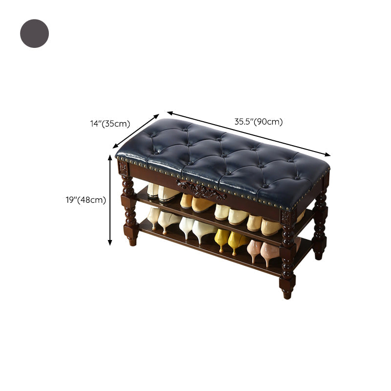 Rubber Wood Seating Bench Cushioned Rectangle Shoe Storage Entryway Bench Clearhalo 'Benches' 'Chairs & Seating' 'furn' 'furn_benches' 'Furniture' 'Living Room Furniture' 6636953