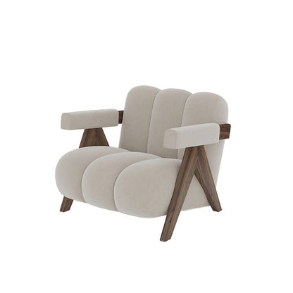 Scandinavian Wood Frame Lounge Chair Sewn Pillow Back Arm Chair Grey 1 Piece Clearhalo 'Accent Chairs' 'accent_chairs' 'Chairs & Seating' 'furn' 'furn_accent_chairs' 'Furniture' 'Living Room Furniture' 6636991