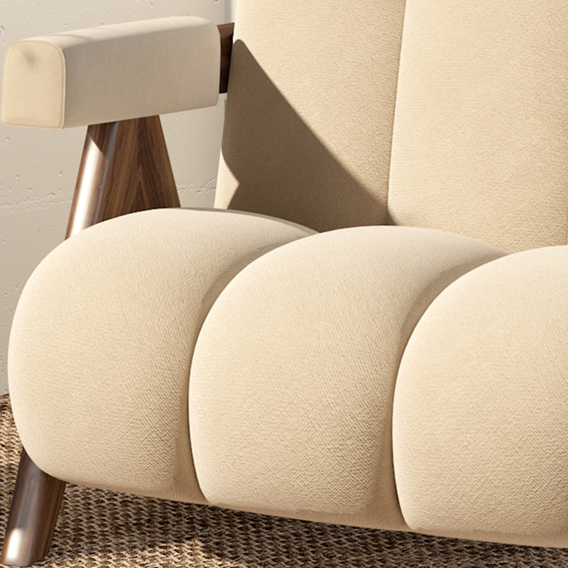 Scandinavian Wood Frame Lounge Chair Sewn Pillow Back Arm Chair Clearhalo 'Accent Chairs' 'accent_chairs' 'Chairs & Seating' 'furn' 'furn_accent_chairs' 'Furniture' 'Living Room Furniture' 6636999