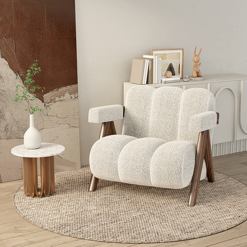 Scandinavian Wood Frame Lounge Chair Sewn Pillow Back Arm Chair Clearhalo 'Accent Chairs' 'accent_chairs' 'Chairs & Seating' 'furn' 'furn_accent_chairs' 'Furniture' 'Living Room Furniture' 6637003