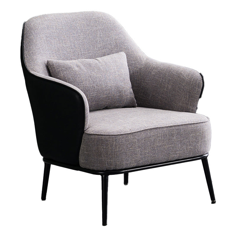Modern Armchair Solid Color Pillow Back Basic Four Legs Chair Gray Black 1 Piece Clearhalo 'Accent Chairs' 'accent_chairs' 'Chairs & Seating' 'furn' 'furn_accent_chairs' 'Furniture' 'Living Room Furniture' 6637048