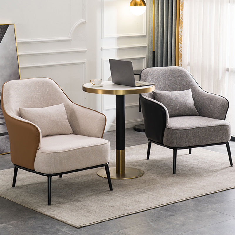Modern Armchair Solid Color Pillow Back Basic Four Legs Chair Clearhalo 'Accent Chairs' 'accent_chairs' 'Chairs & Seating' 'furn' 'furn_accent_chairs' 'Furniture' 'Living Room Furniture' 6637049
