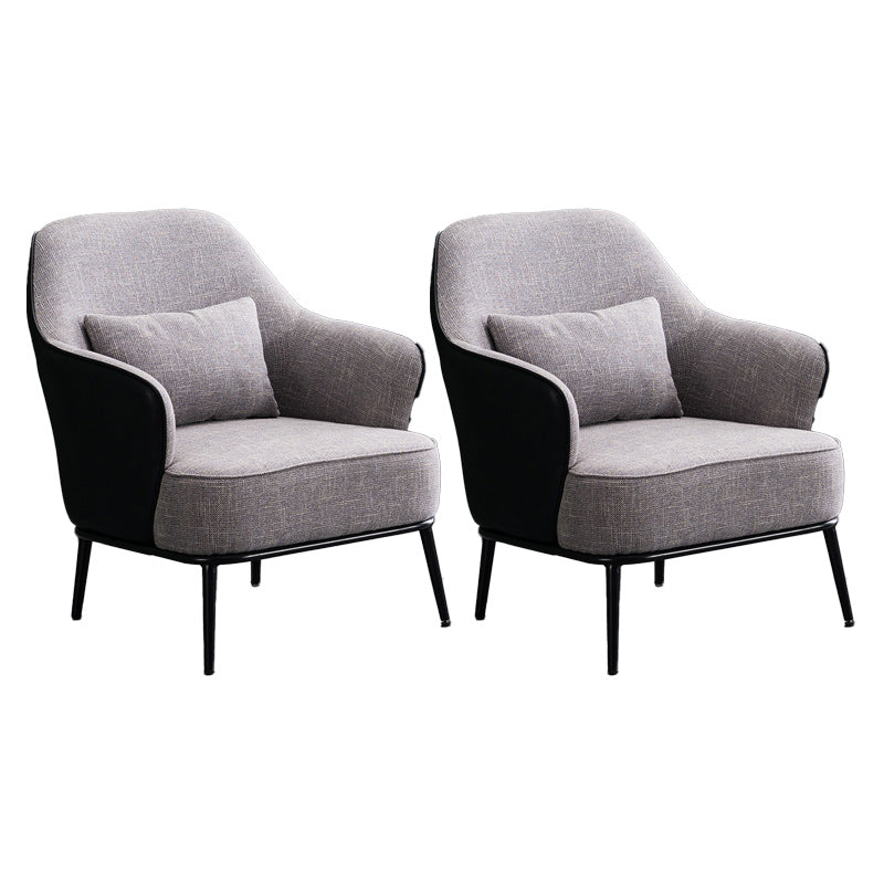 Modern Armchair Solid Color Pillow Back Basic Four Legs Chair Gray Black 2 Piece Set Clearhalo 'Accent Chairs' 'accent_chairs' 'Chairs & Seating' 'furn' 'furn_accent_chairs' 'Furniture' 'Living Room Furniture' 6637050