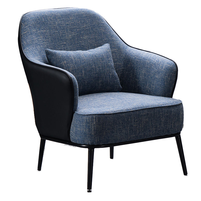 Modern Armchair Solid Color Pillow Back Basic Four Legs Chair Blue-Black 1 Piece Clearhalo 'Accent Chairs' 'accent_chairs' 'Chairs & Seating' 'furn' 'furn_accent_chairs' 'Furniture' 'Living Room Furniture' 6637051