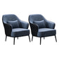 Modern Armchair Solid Color Pillow Back Basic Four Legs Chair Blue-Black 2 Piece Set Clearhalo 'Accent Chairs' 'accent_chairs' 'Chairs & Seating' 'furn' 'furn_accent_chairs' 'Furniture' 'Living Room Furniture' 6637053