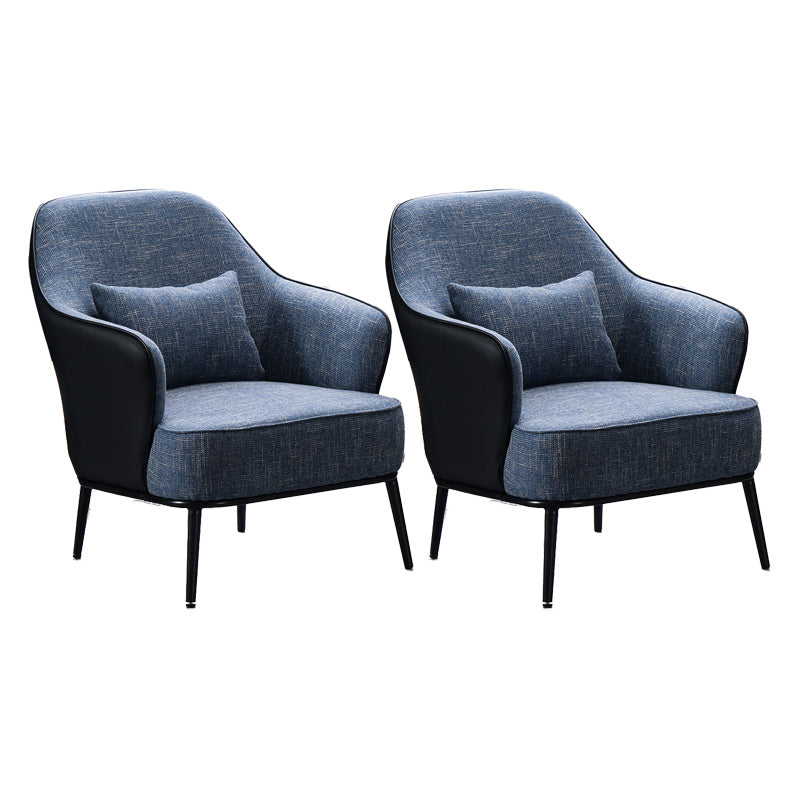 Modern Armchair Solid Color Pillow Back Basic Four Legs Chair Blue-Black 2 Piece Set Clearhalo 'Accent Chairs' 'accent_chairs' 'Chairs & Seating' 'furn' 'furn_accent_chairs' 'Furniture' 'Living Room Furniture' 6637053