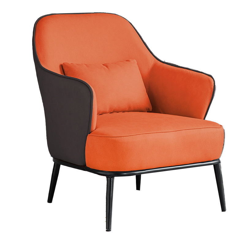 Modern Armchair Solid Color Pillow Back Basic Four Legs Chair Orange Dark Grey 1 Piece Clearhalo 'Accent Chairs' 'accent_chairs' 'Chairs & Seating' 'furn' 'furn_accent_chairs' 'Furniture' 'Living Room Furniture' 6637056