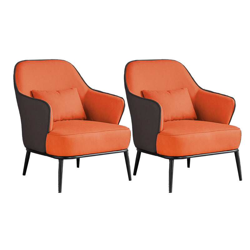 Modern Armchair Solid Color Pillow Back Basic Four Legs Chair Orange Dark Grey 2 Piece Set Clearhalo 'Accent Chairs' 'accent_chairs' 'Chairs & Seating' 'furn' 'furn_accent_chairs' 'Furniture' 'Living Room Furniture' 6637057